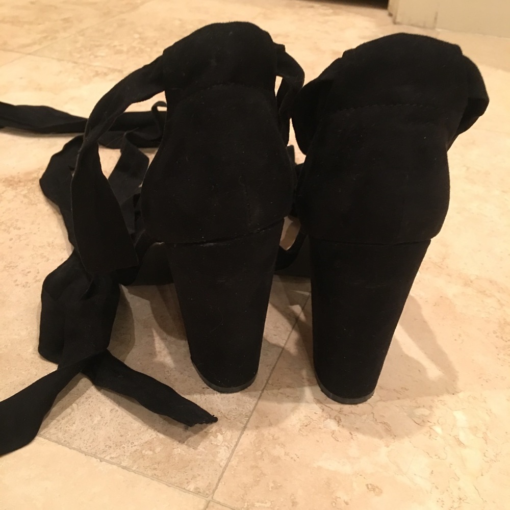 Super sexy black ankle wrap suede high sandals - Picture 5 of 8